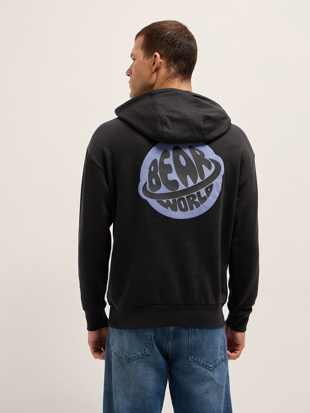Men Black Relaxed Fit Hoodie