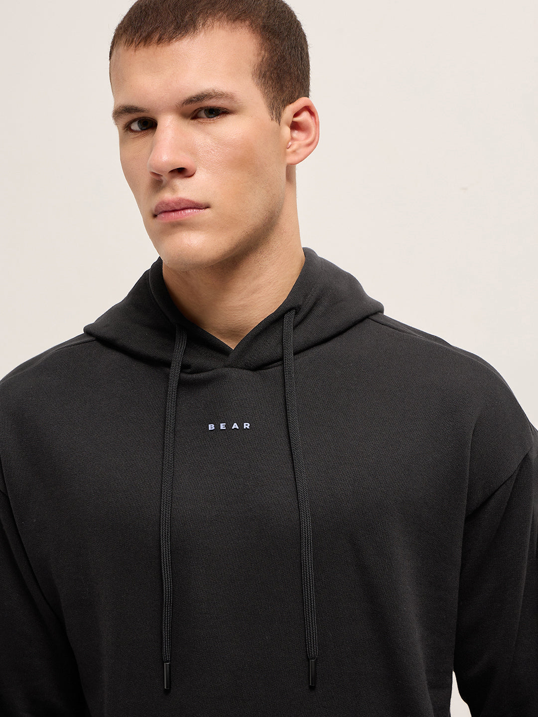 Men Black Relaxed Fit Hoodie