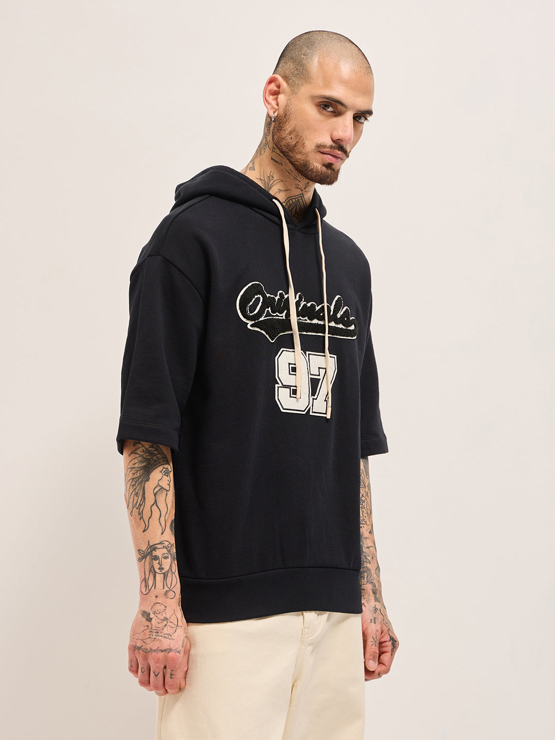 Men Black Relaxed Fit Hoodie