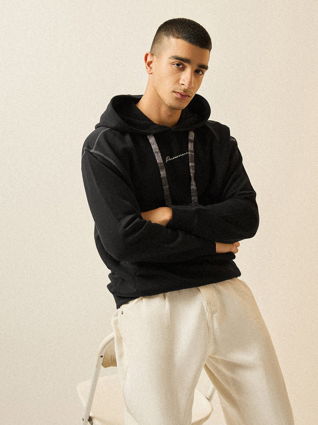 Men Black Relaxed Fit Hoodie