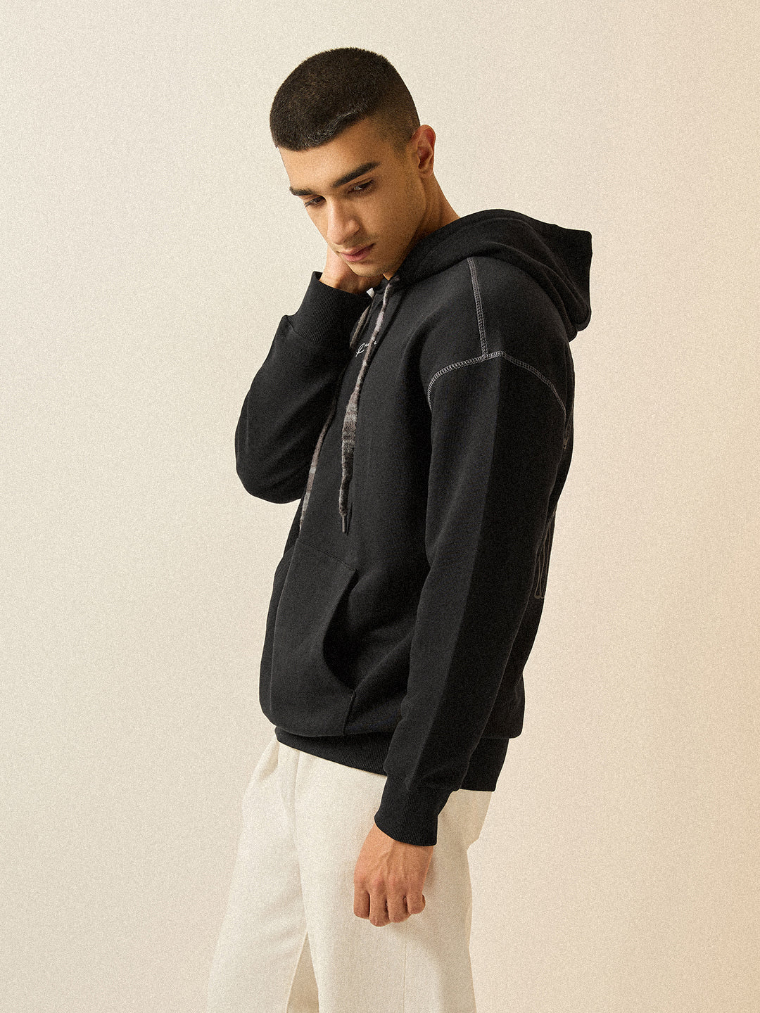 Men Black Relaxed Fit Hoodie