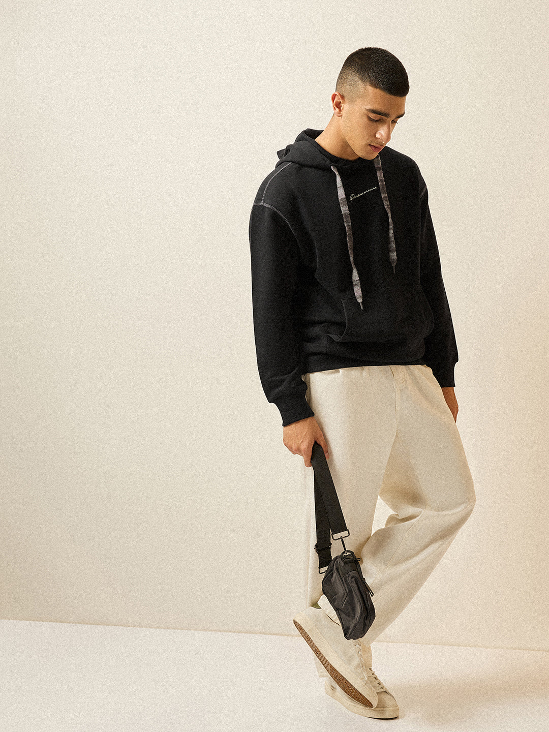 Men Black Relaxed Fit Hoodie