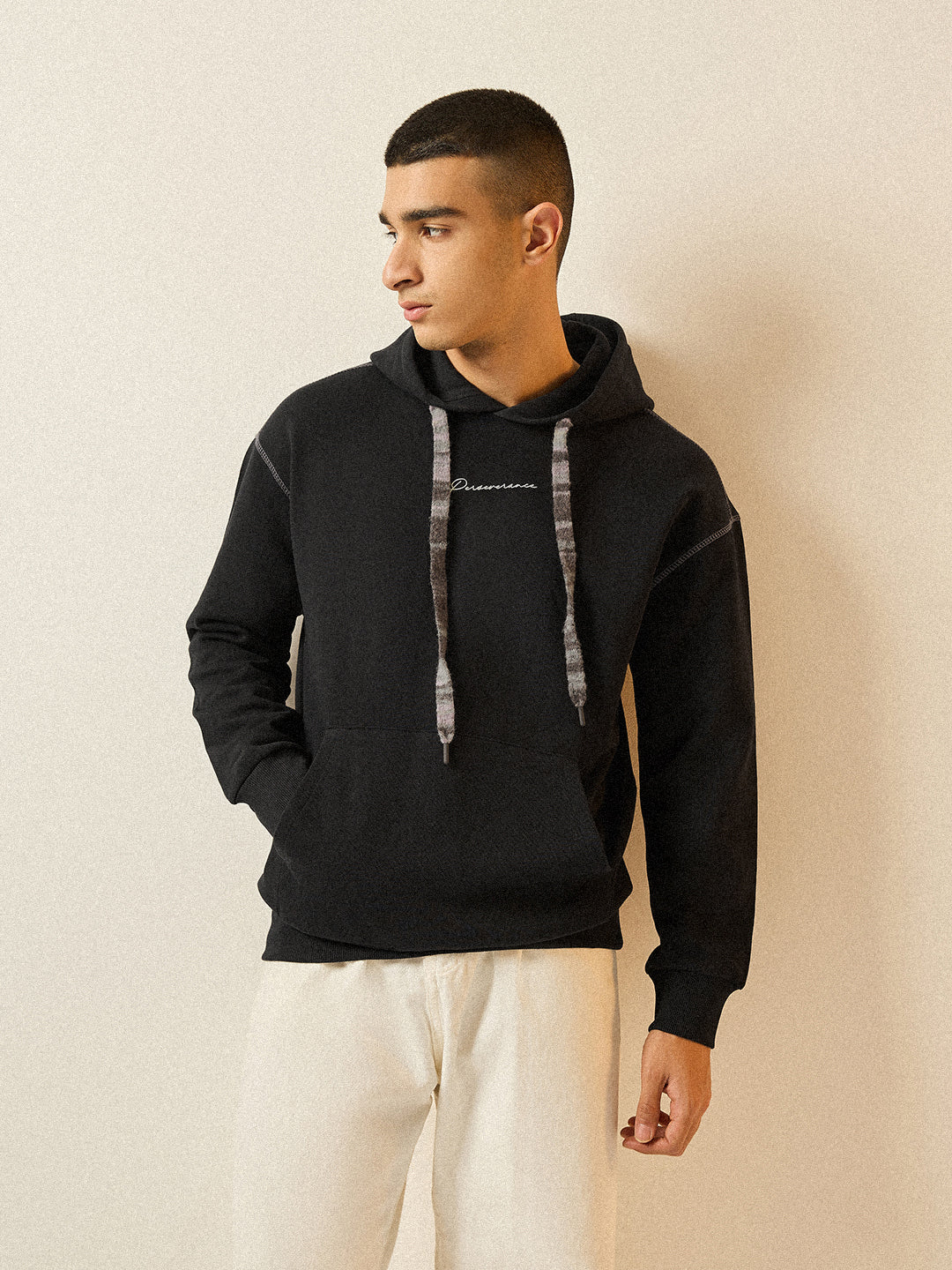 Men Black Relaxed Fit Hoodie