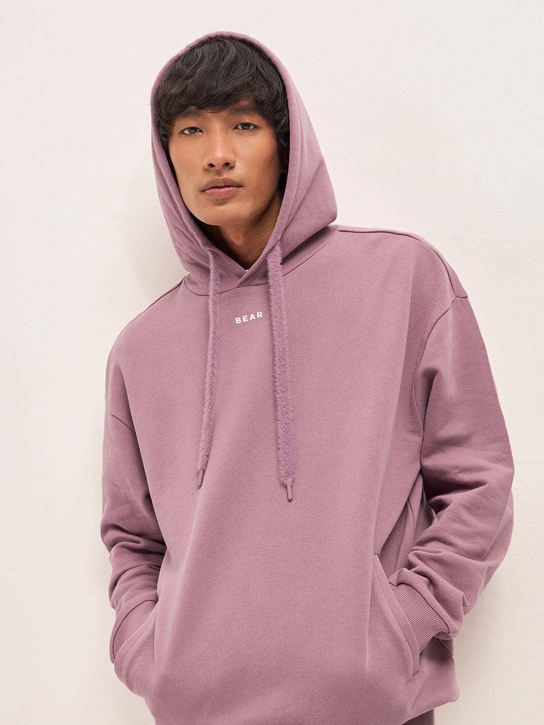Men Pink Relaxed Fit Hoodie