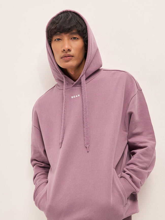 Men Pink Relaxed Fit Hoodie