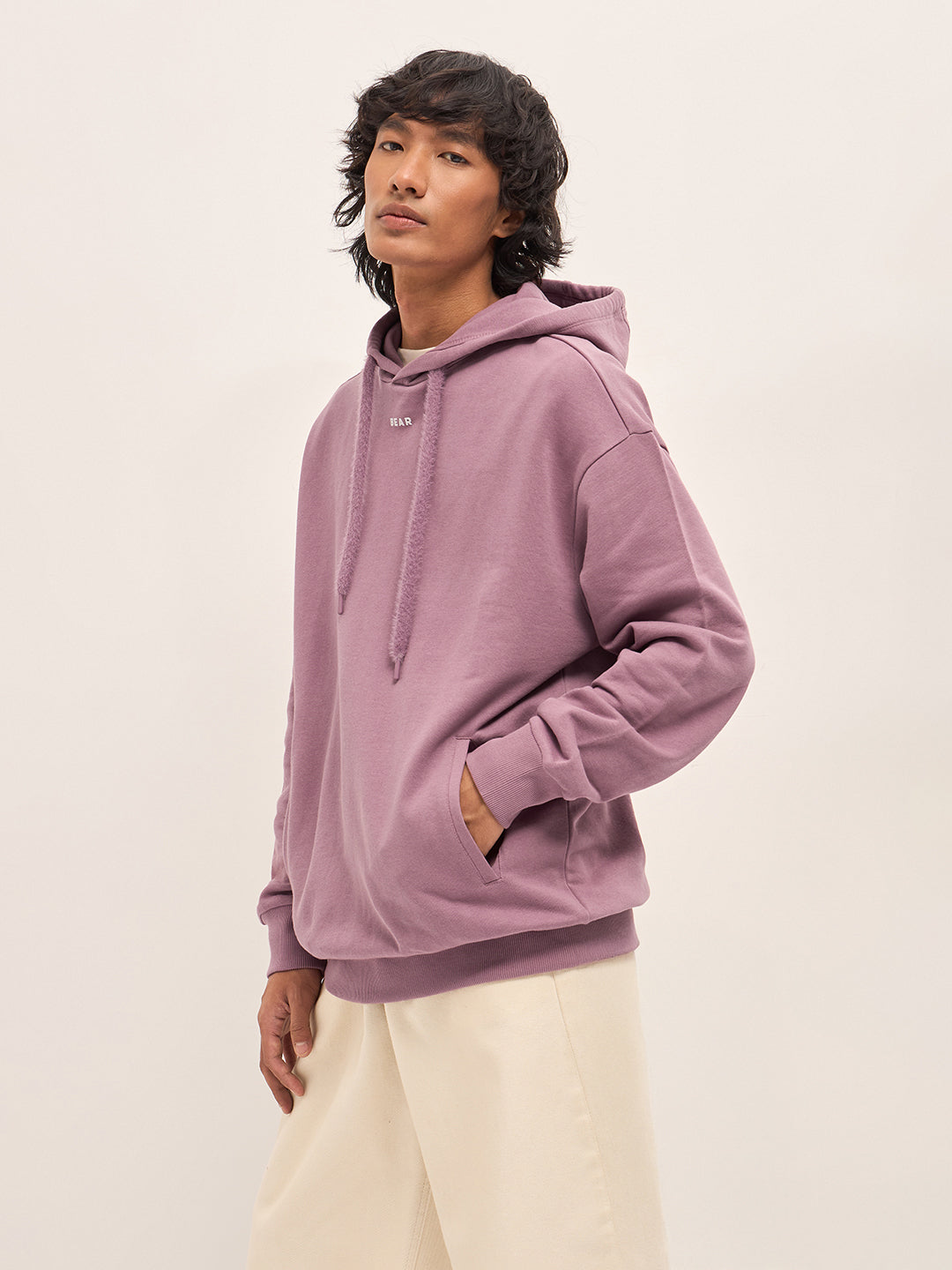 Men Pink Relaxed Fit Hoodie