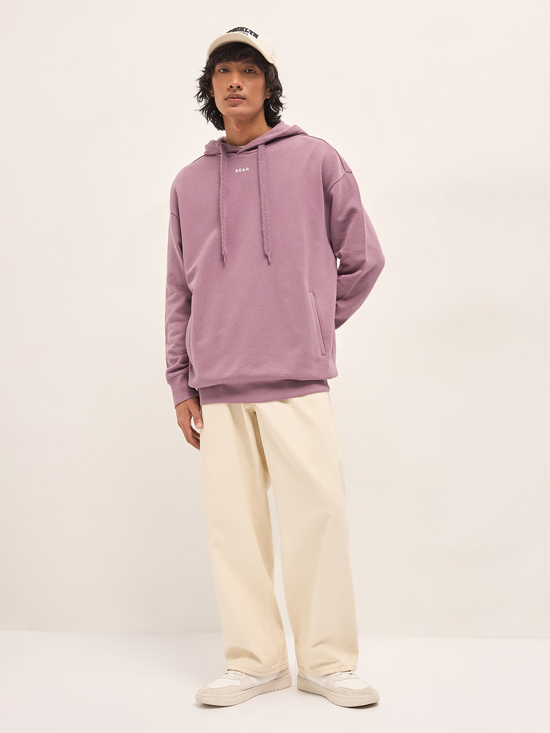 Men Pink Relaxed Fit Hoodie