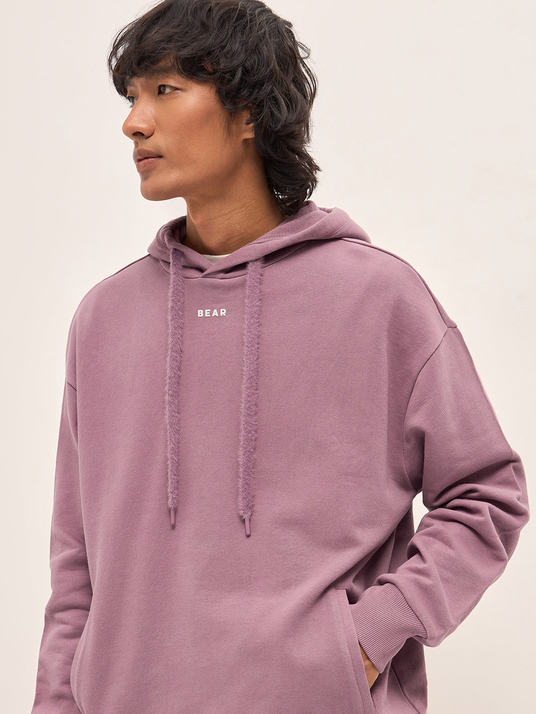 Men Pink Relaxed Fit Hoodie