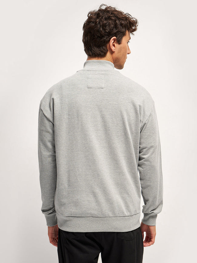 Men Grey Solid Relax Fit High Neck Sweatshirt