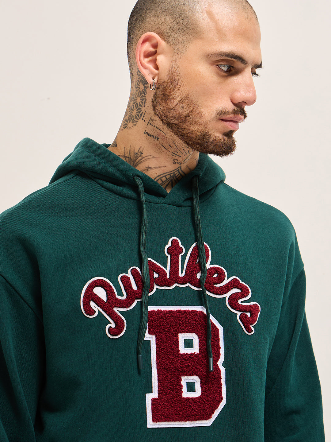 Men Green Relaxed Fit Hoodie