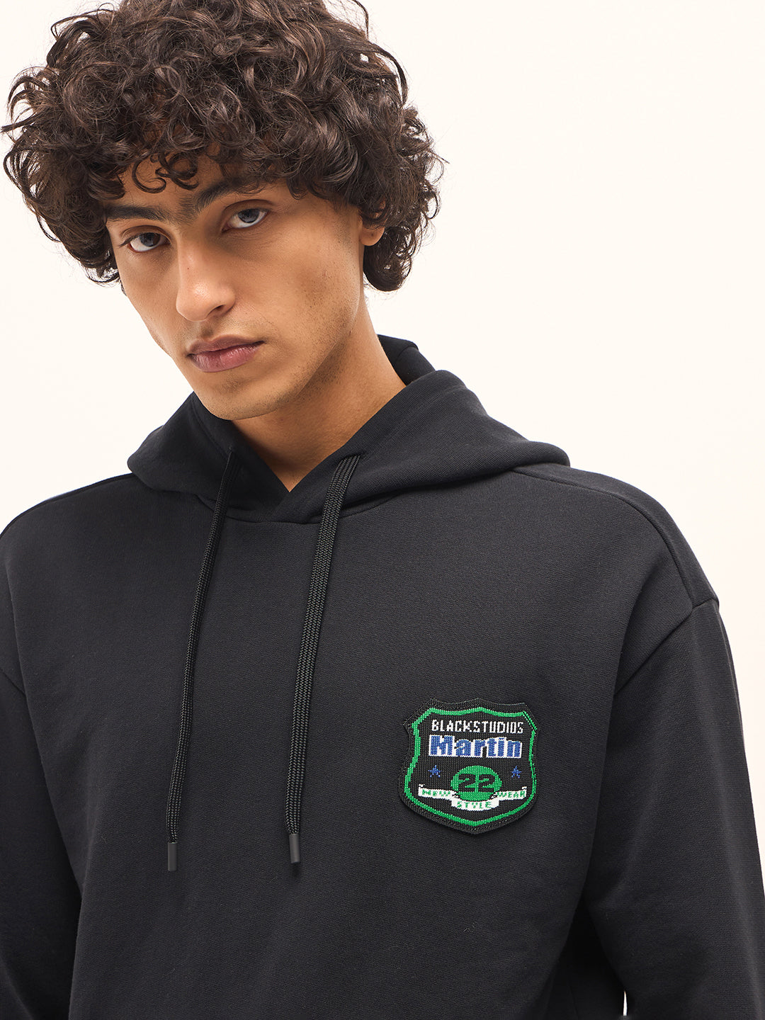 Men Black Relaxed Fit Hoodie