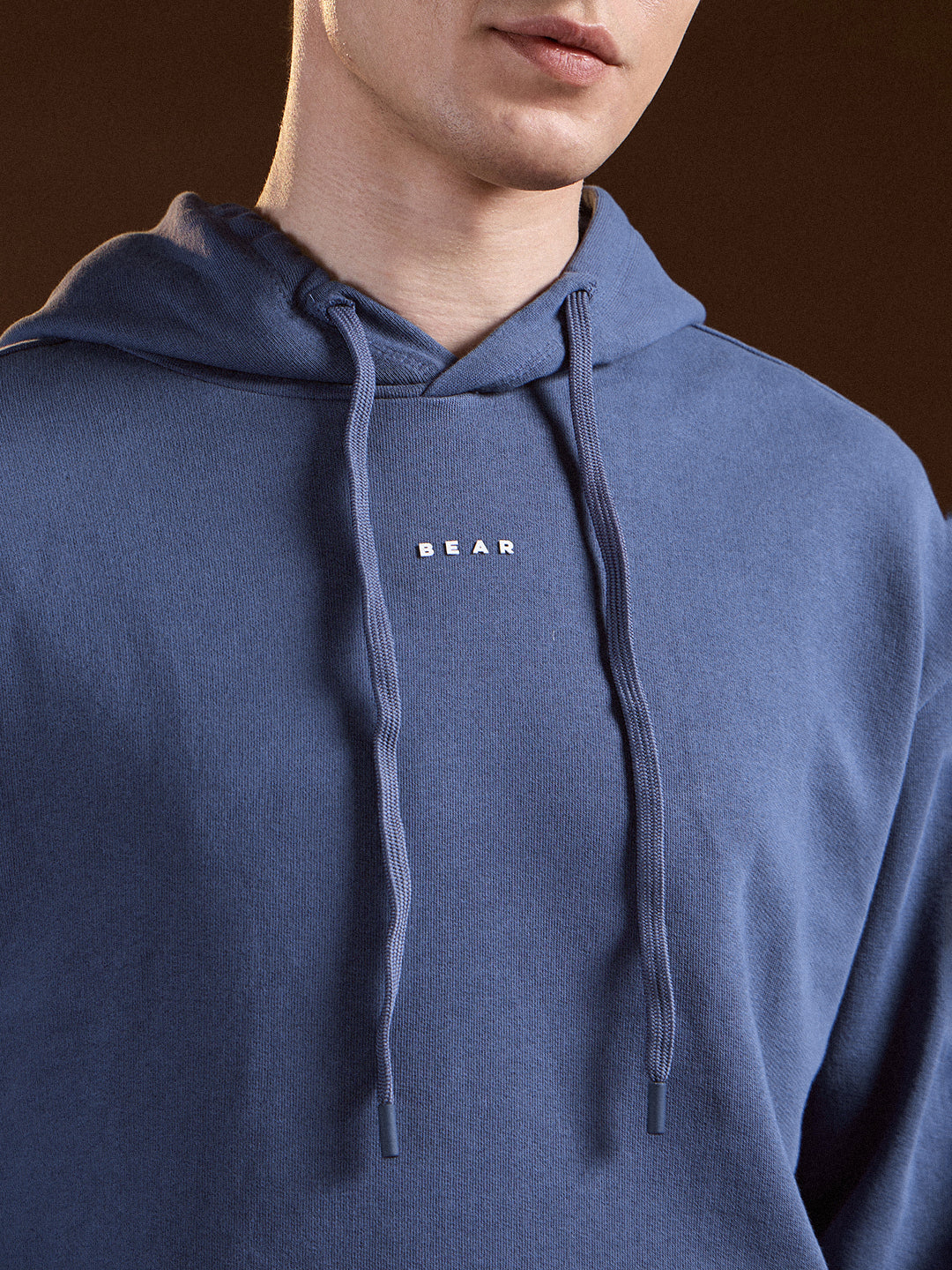 Men Blue Solid Relax Fit Hoodie