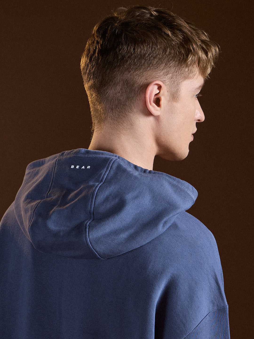 Men Blue Solid Relax Fit Hoodie