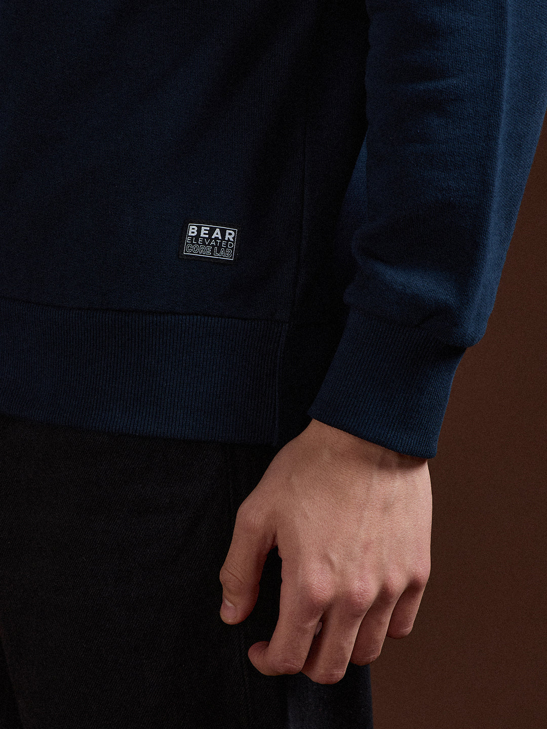 Men Blue Half-Zip Relax Fit Sweatshirt