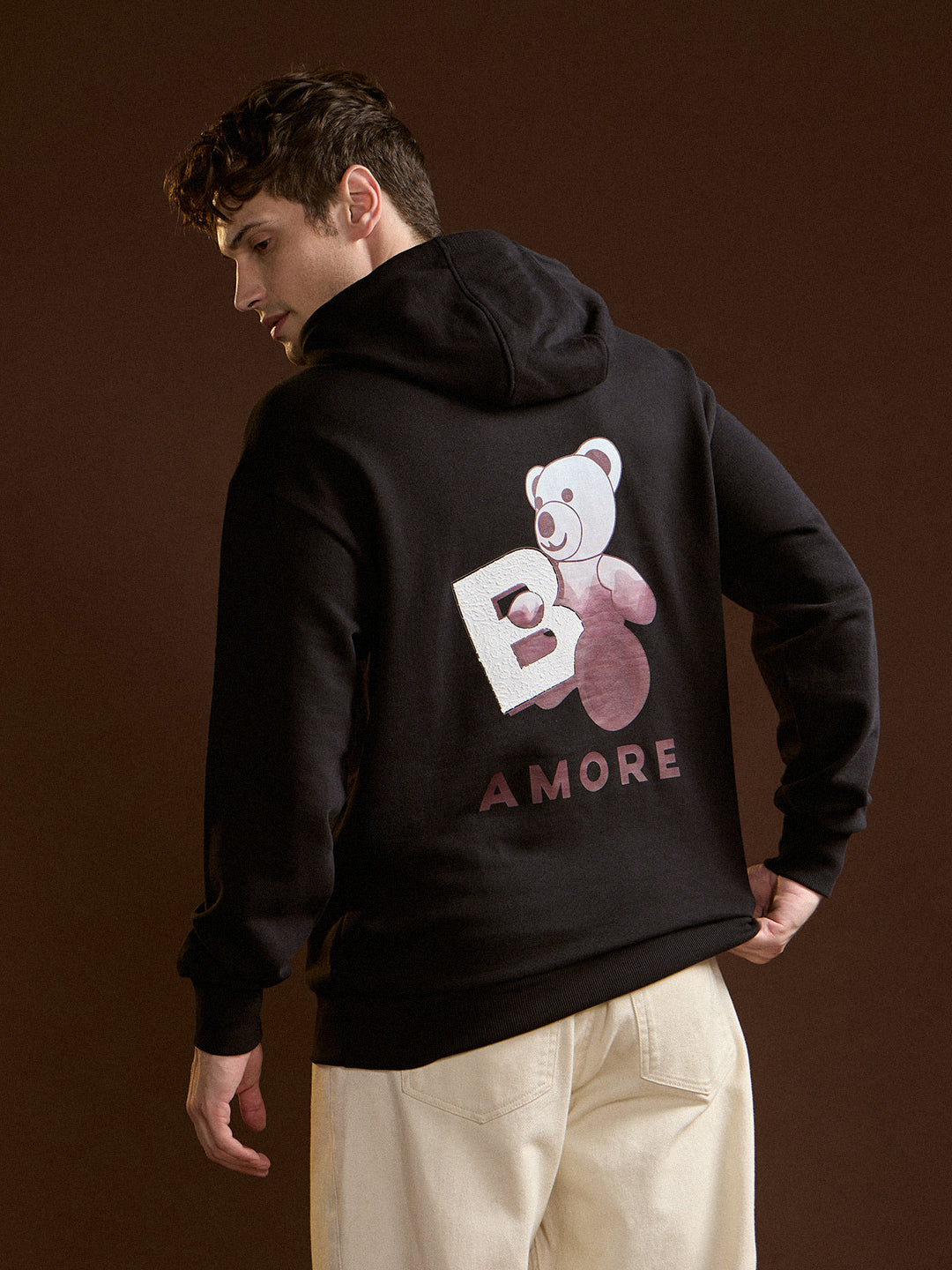 Men Black Relaxed Fit Hoodie