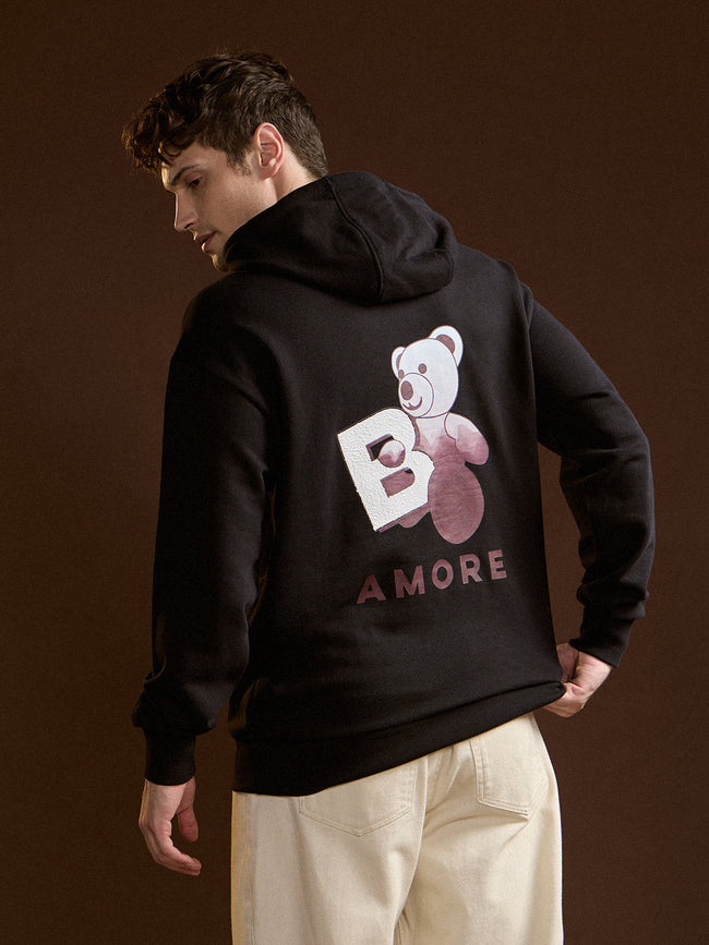 Men Black Relaxed Fit Hoodie