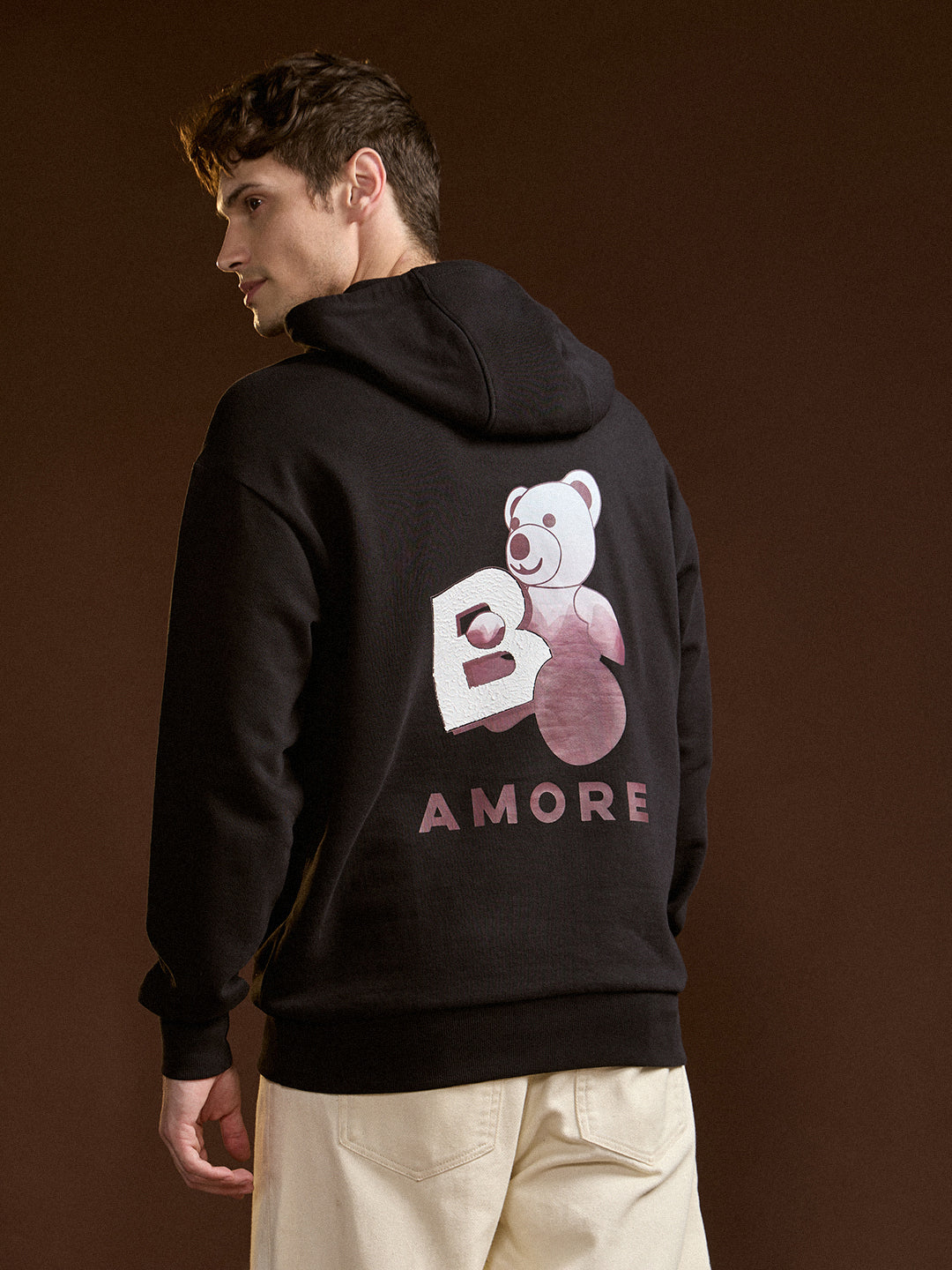 Men Black Relaxed Fit Hoodie