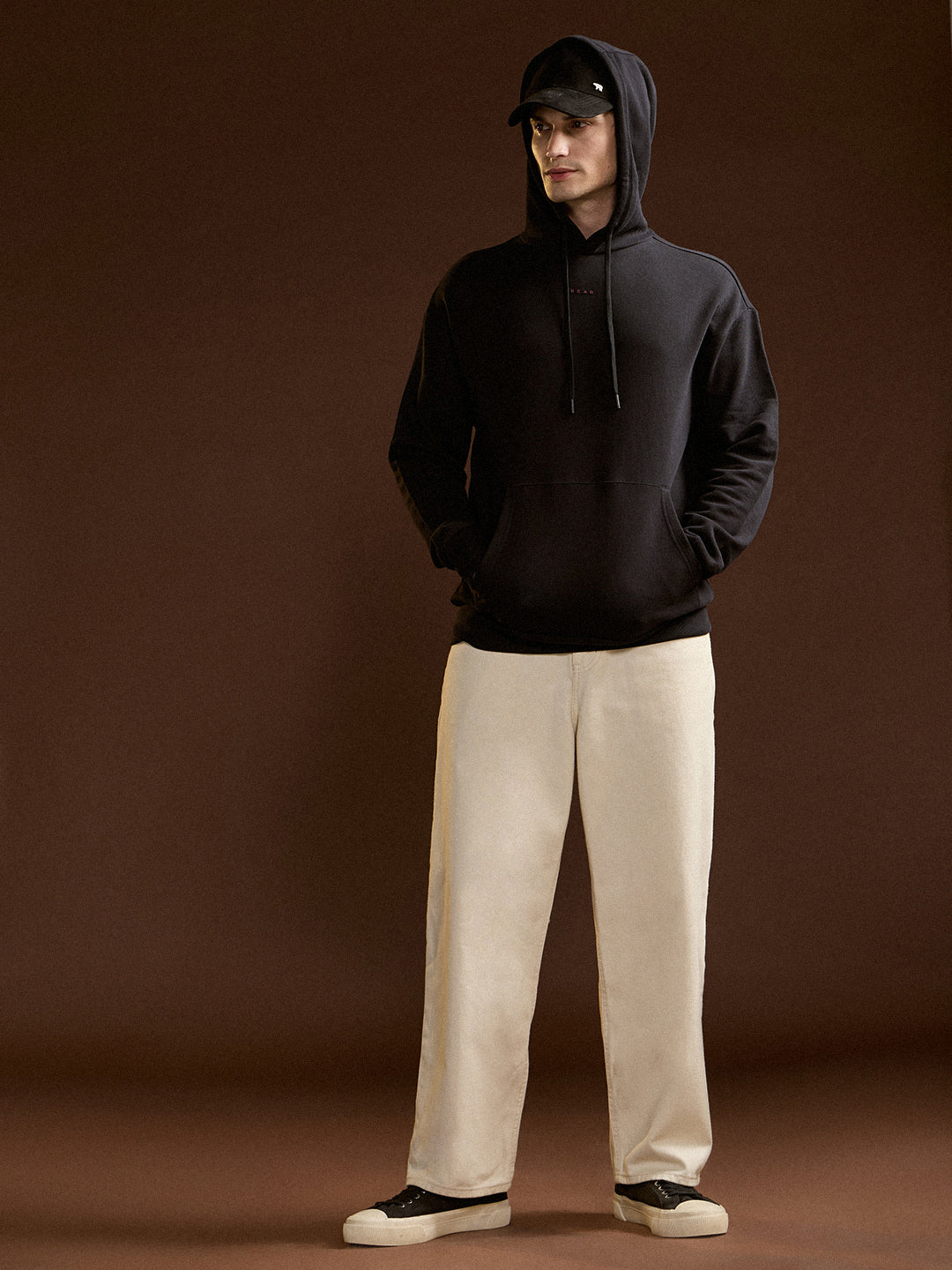 Men Black Relaxed Fit Hoodie