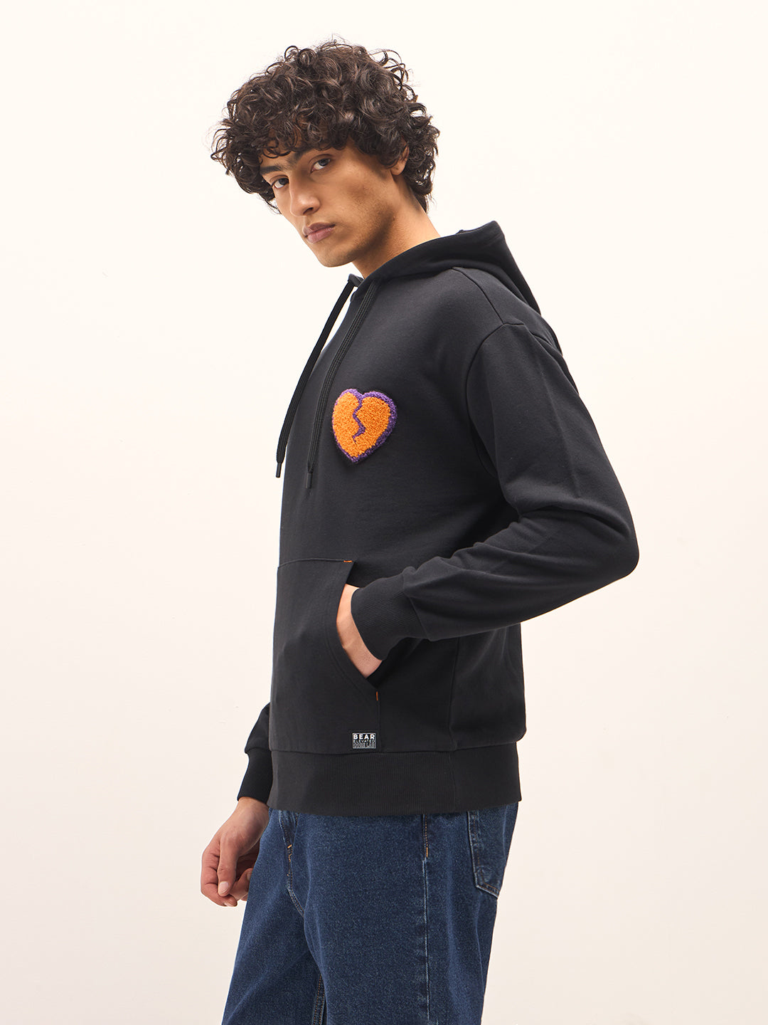 Men Black Relaxed Fit Hoodie