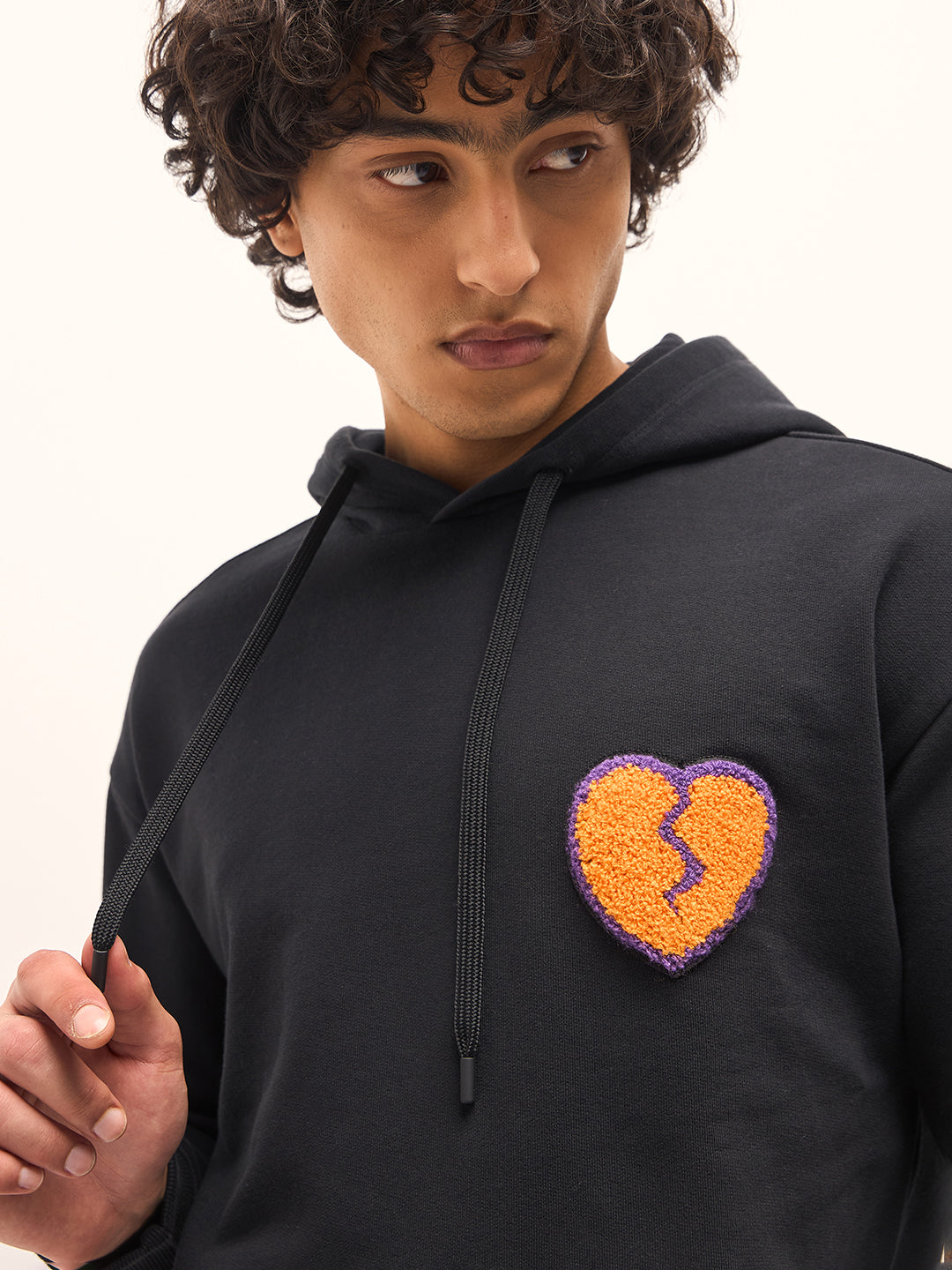 Men Black Relaxed Fit Hoodie