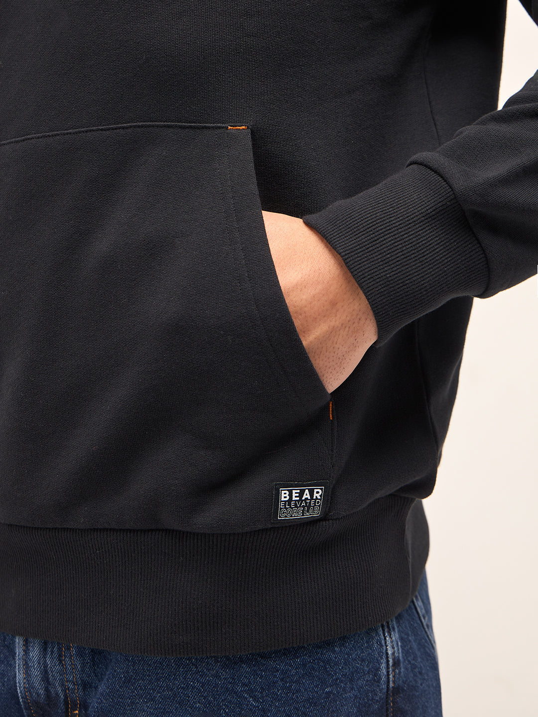 Men Black Relaxed Fit Hoodie