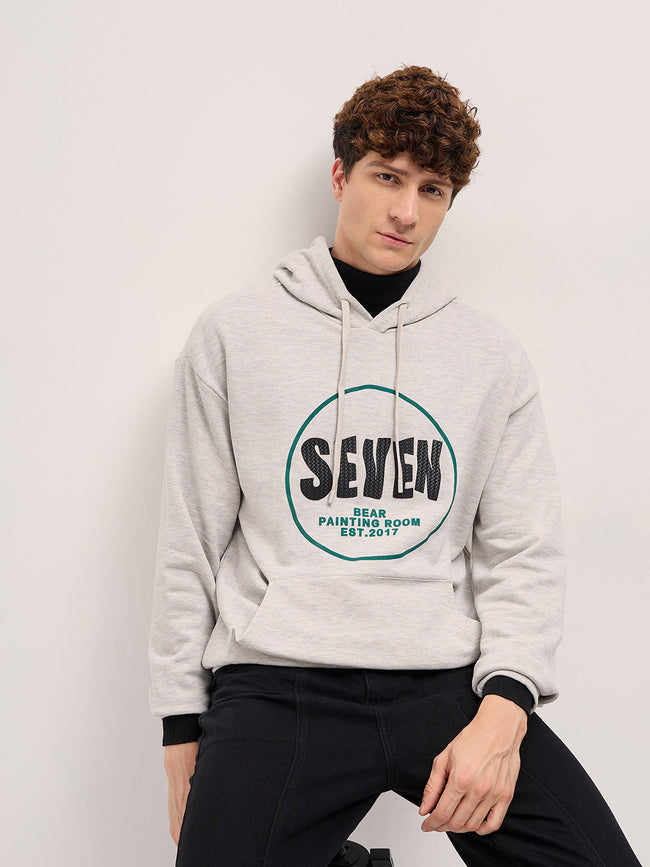 Men Grey Relaxed Fit Hoodie