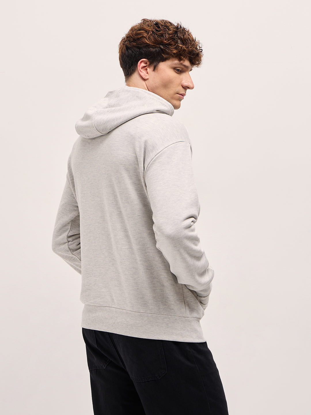 Men Grey Relaxed Fit Hoodie