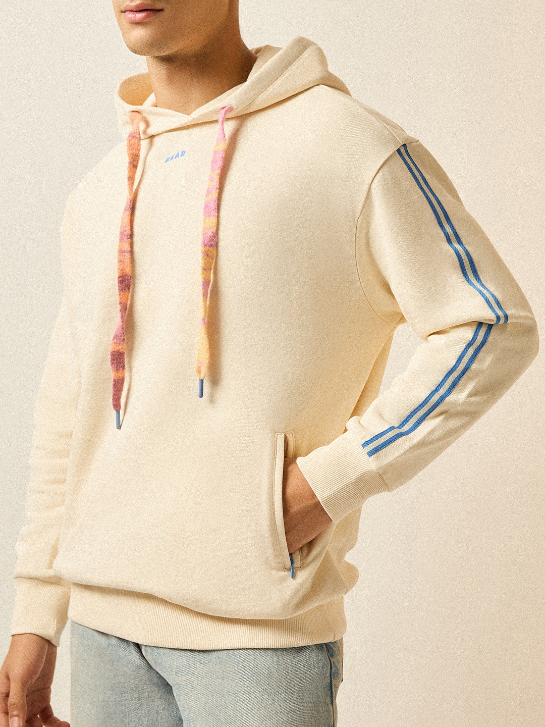 Men Beige Relaxed Fit Hoodie