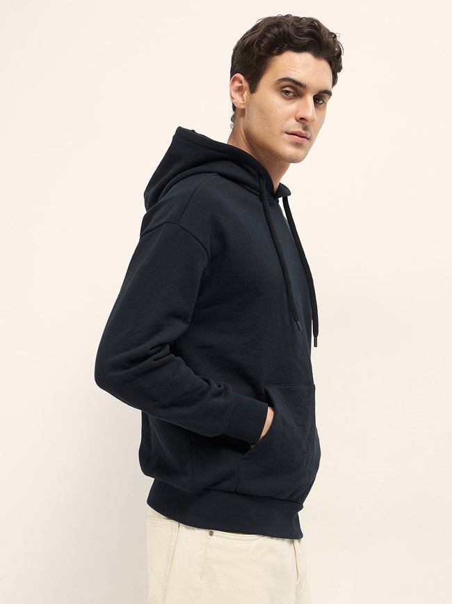 Men Black Relaxed Fit Hoodie