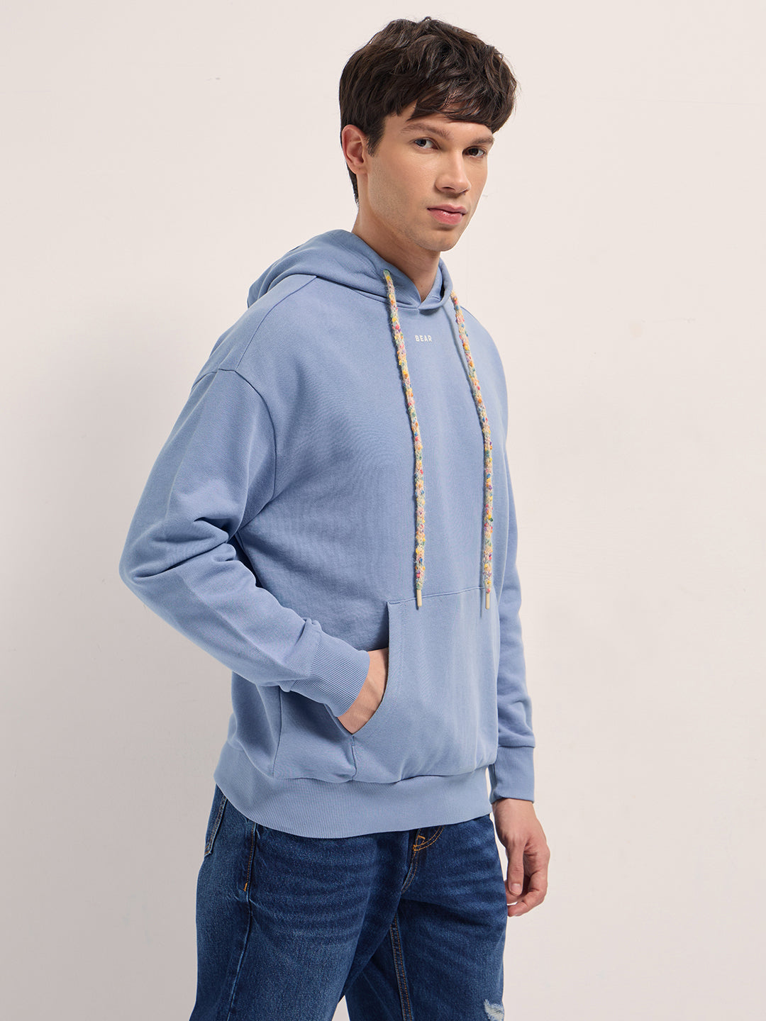 Men Blue Relaxed Fit Hoodie