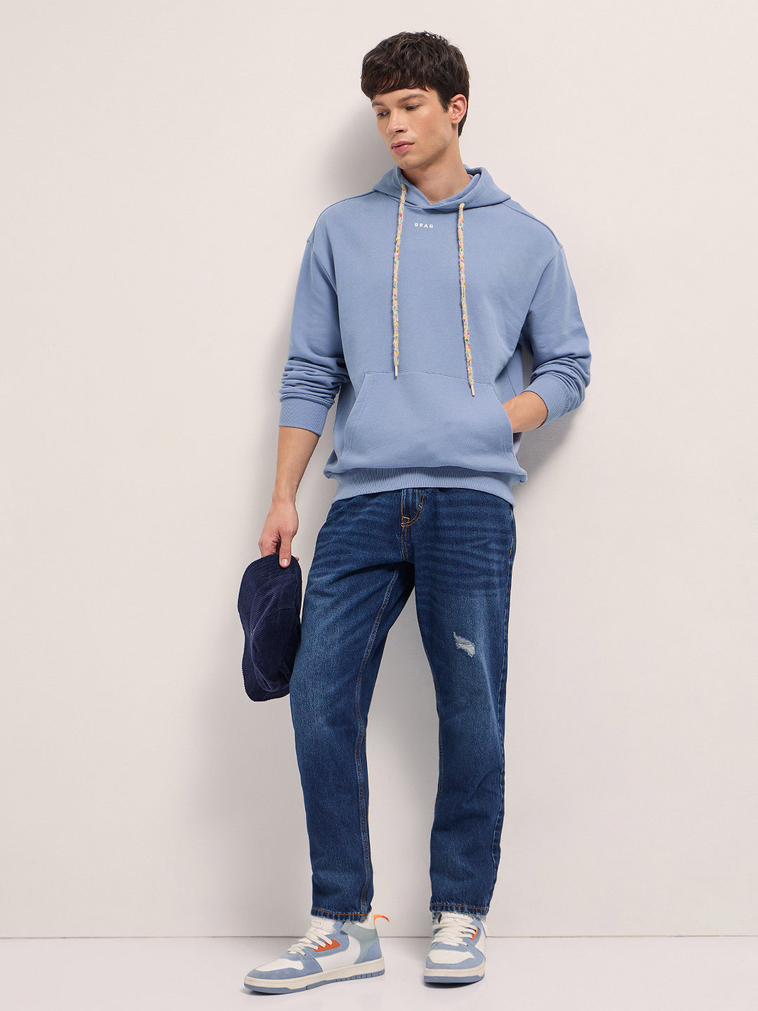 Men Blue Relaxed Fit Hoodie