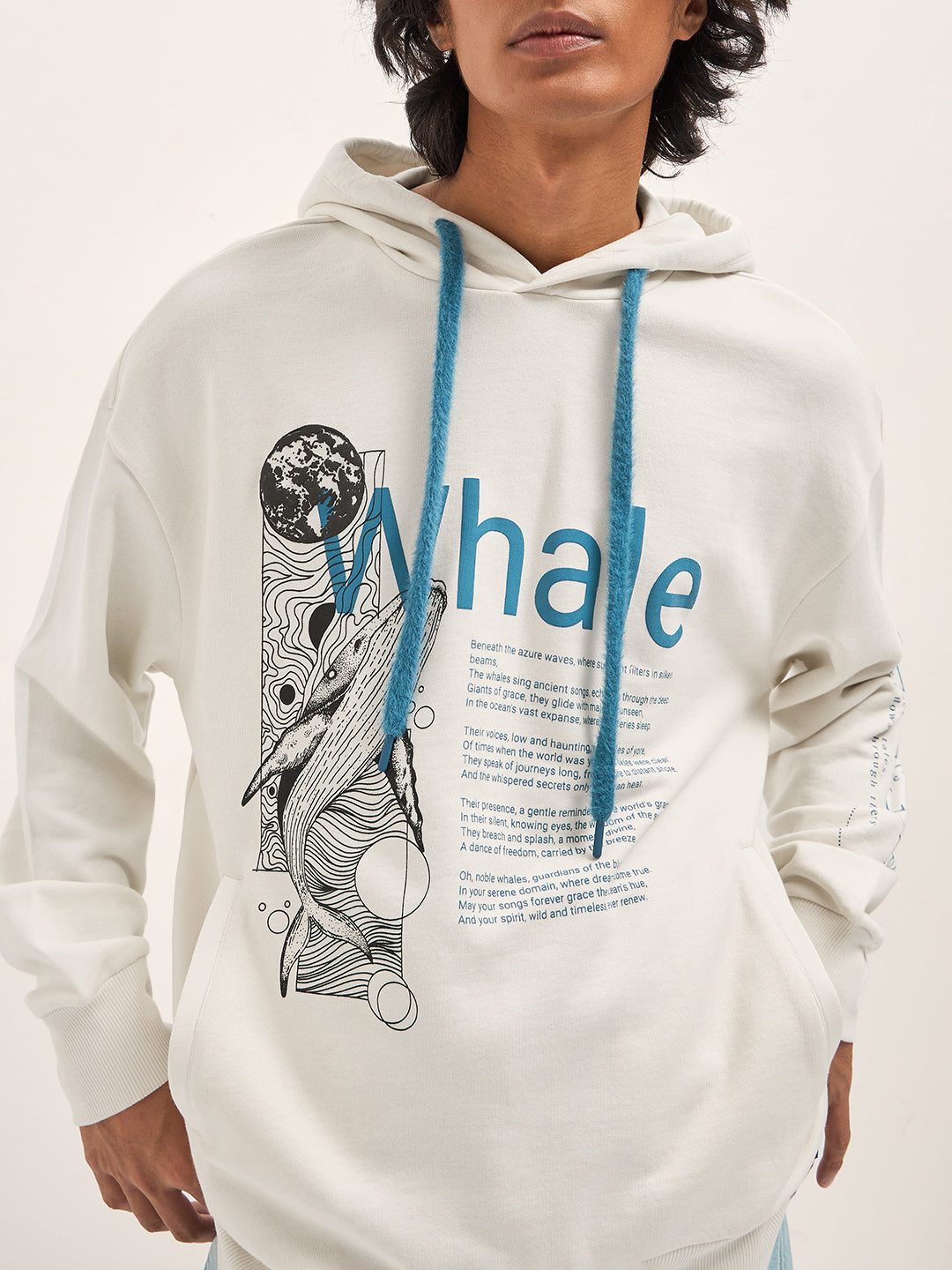 Men White Relaxed Fit Hoodie