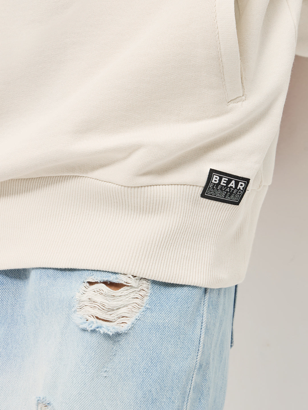 Men White Relaxed Fit Hoodie