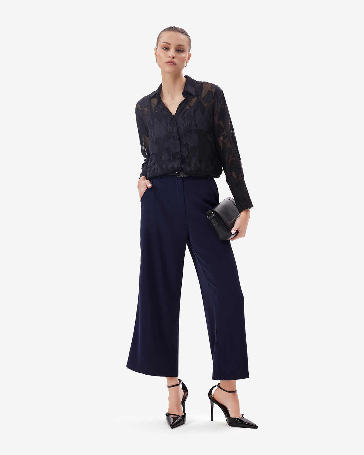 Women Navy  BreezeFlow Wide Leg Pants