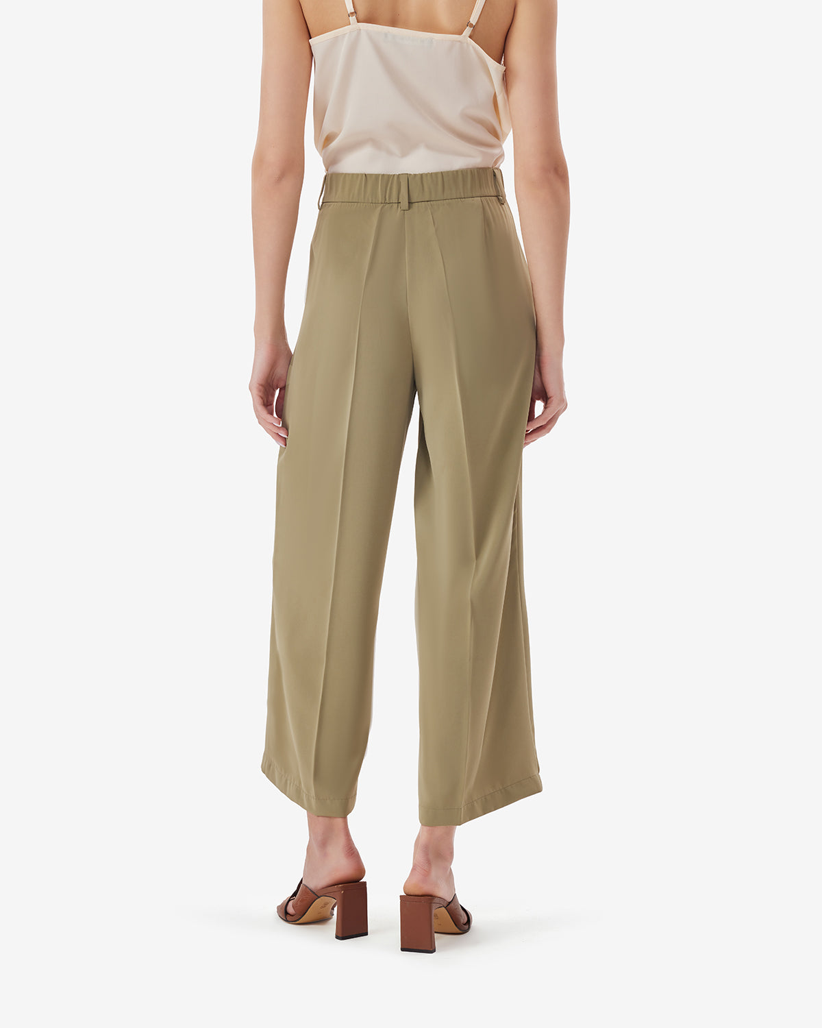 Women Olive BreezeFlow Wide Leg Pants