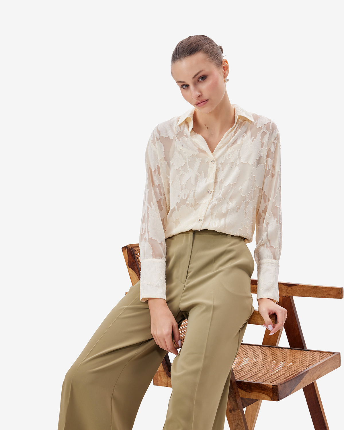 Women Olive BreezeFlow Wide Leg Pants