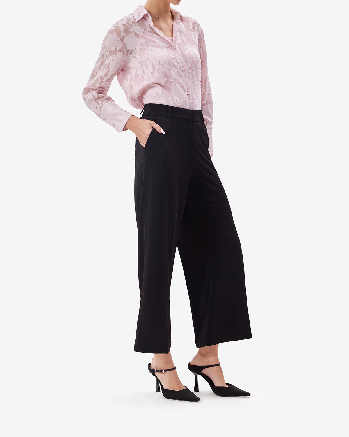 Women Black BreezeFlow Wide Leg Pants