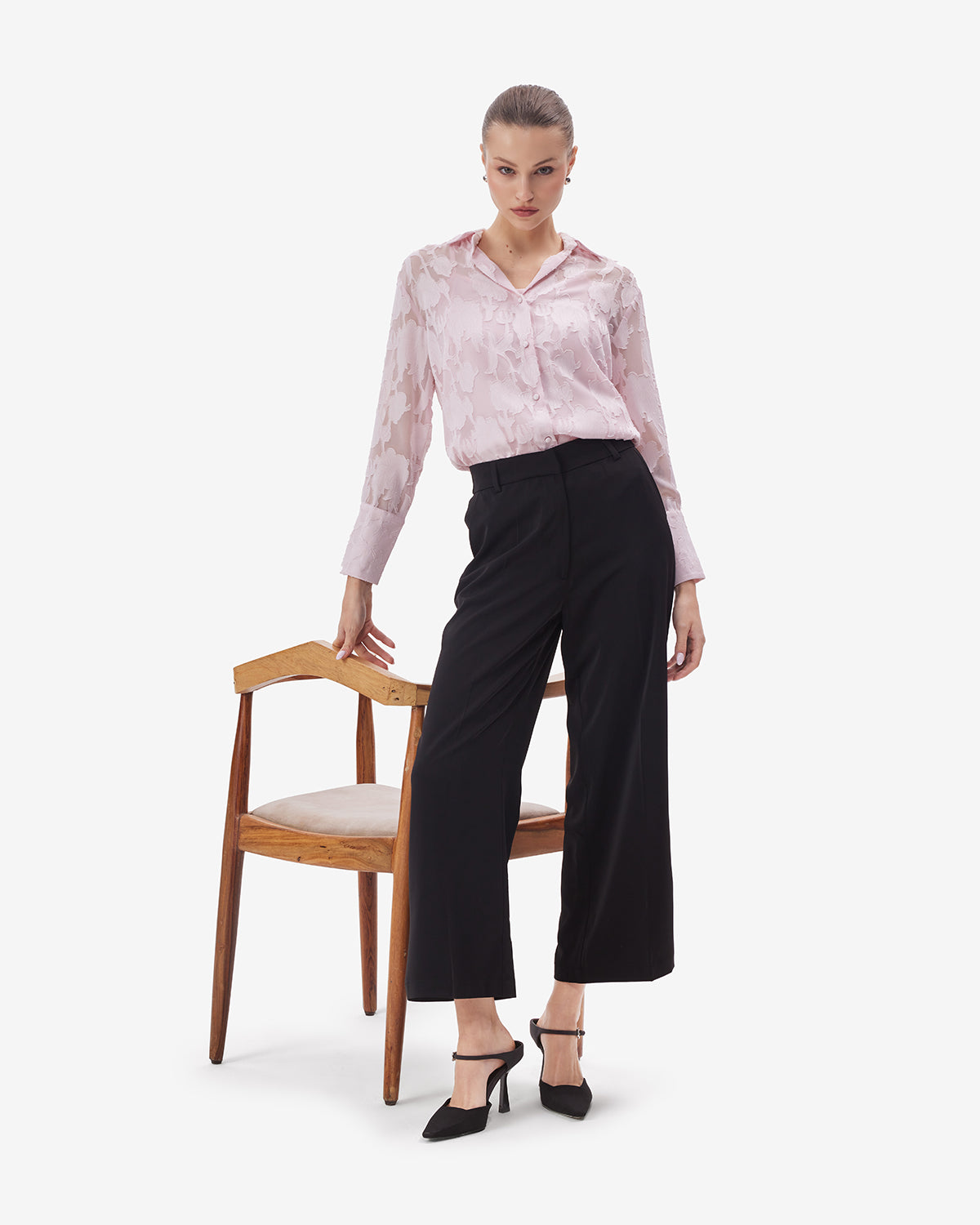 Women Pink Jacquard Shirt With Camisole