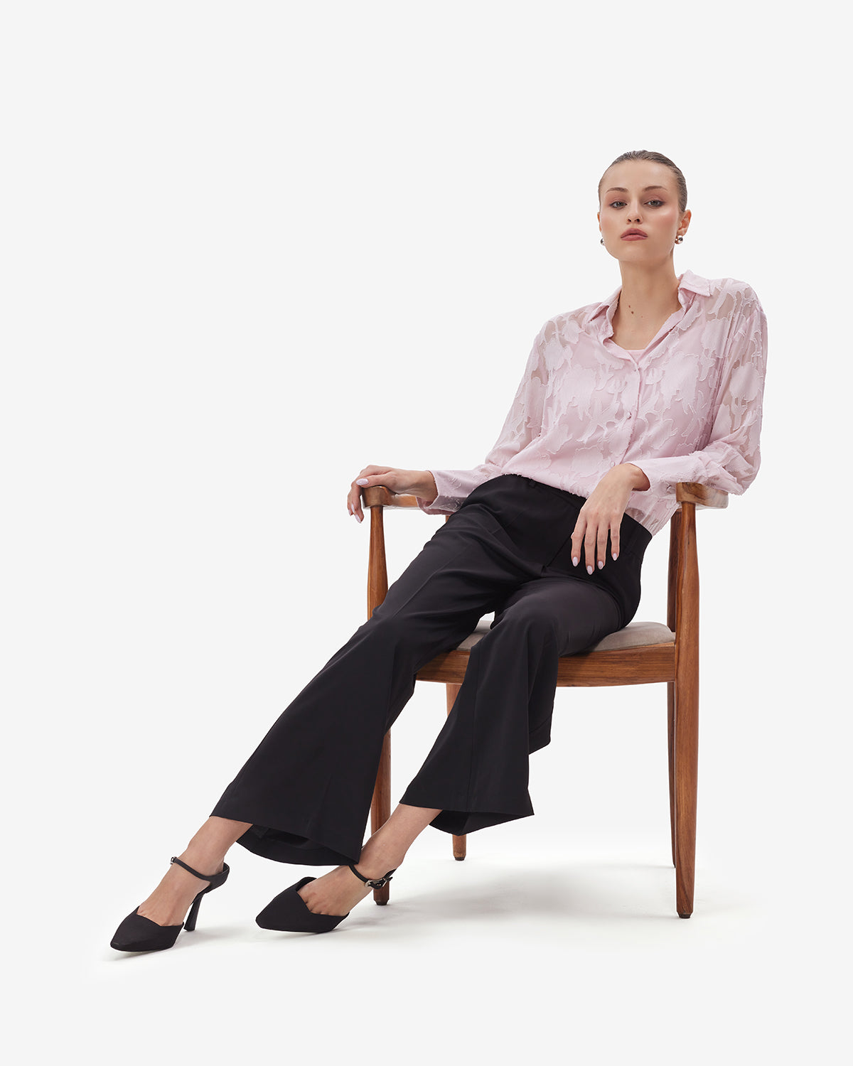 Women Pink Jacquard Shirt With Camisole