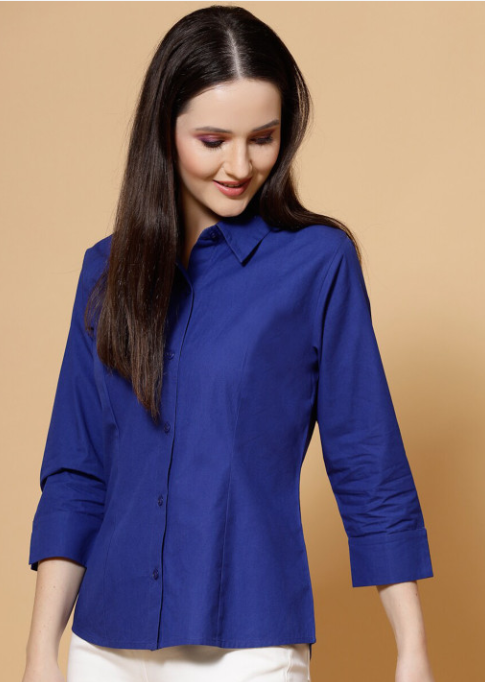 Women Solid Bubble Crepe Odour Free Shirt