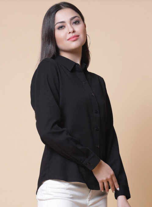 Women Black Polyester Odour Free Shirt