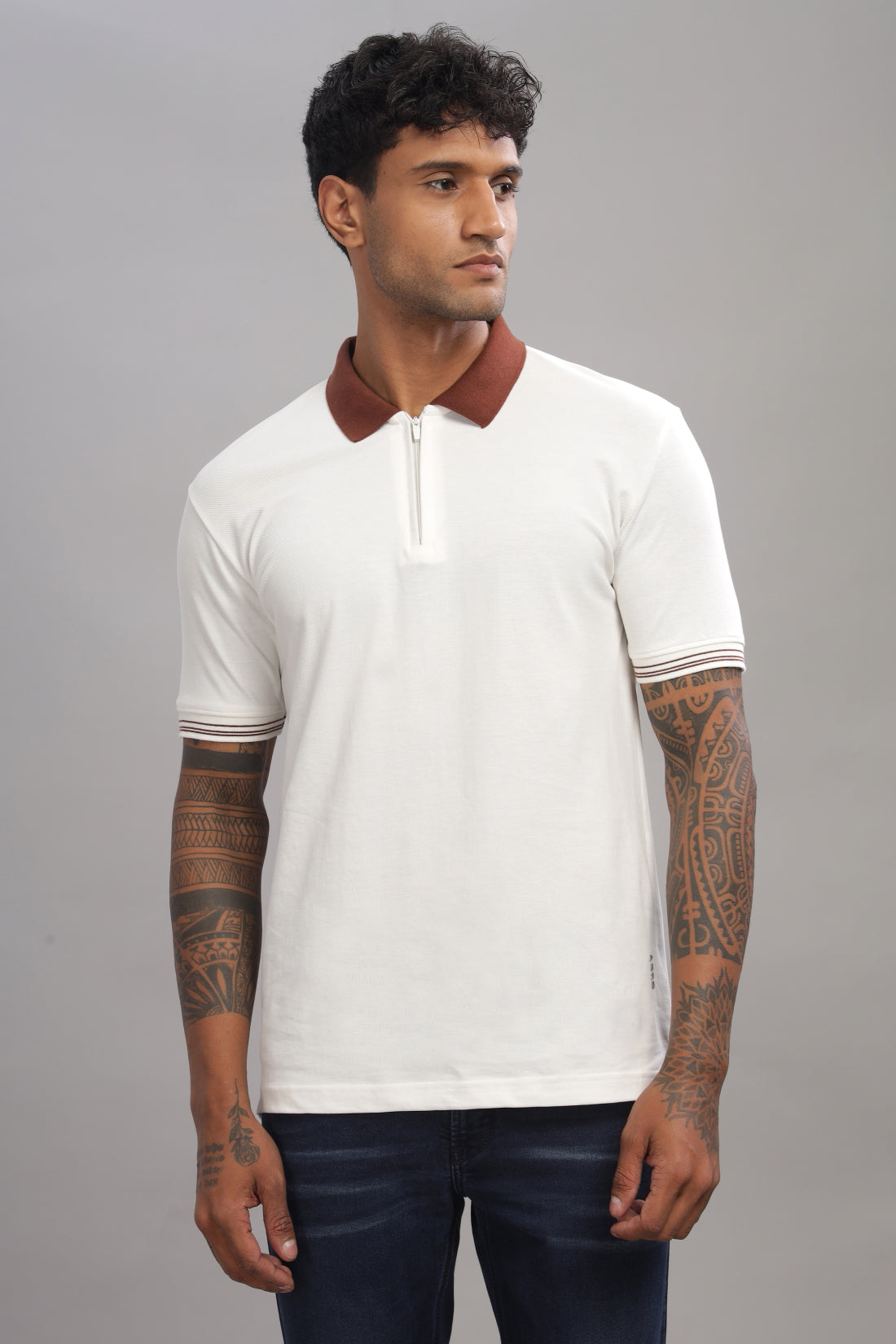 Men Snow White Regular Fit Polo T-Shirt