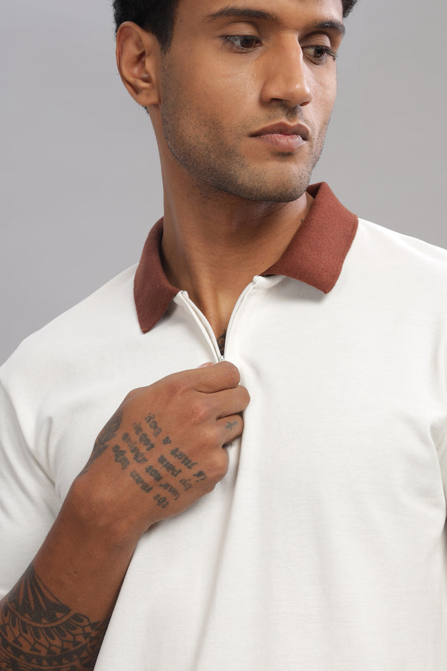 Men Snow White Regular Fit Polo T-Shirt