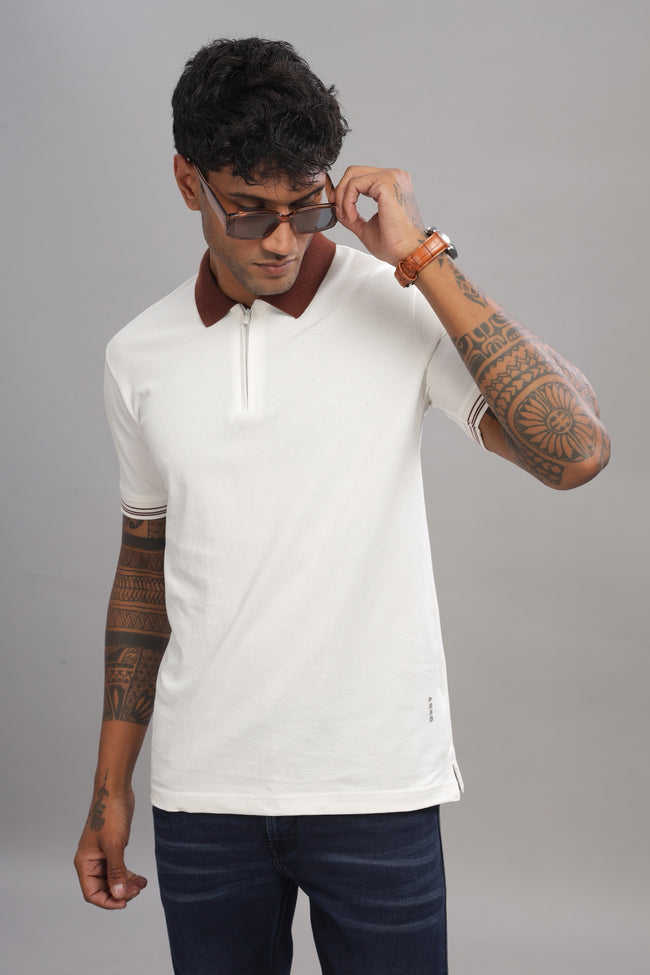 Men Snow White Regular Fit Polo T-Shirt