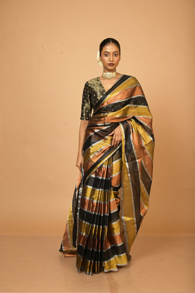 Suprabha Multicoloured Handloom Tissue Saree