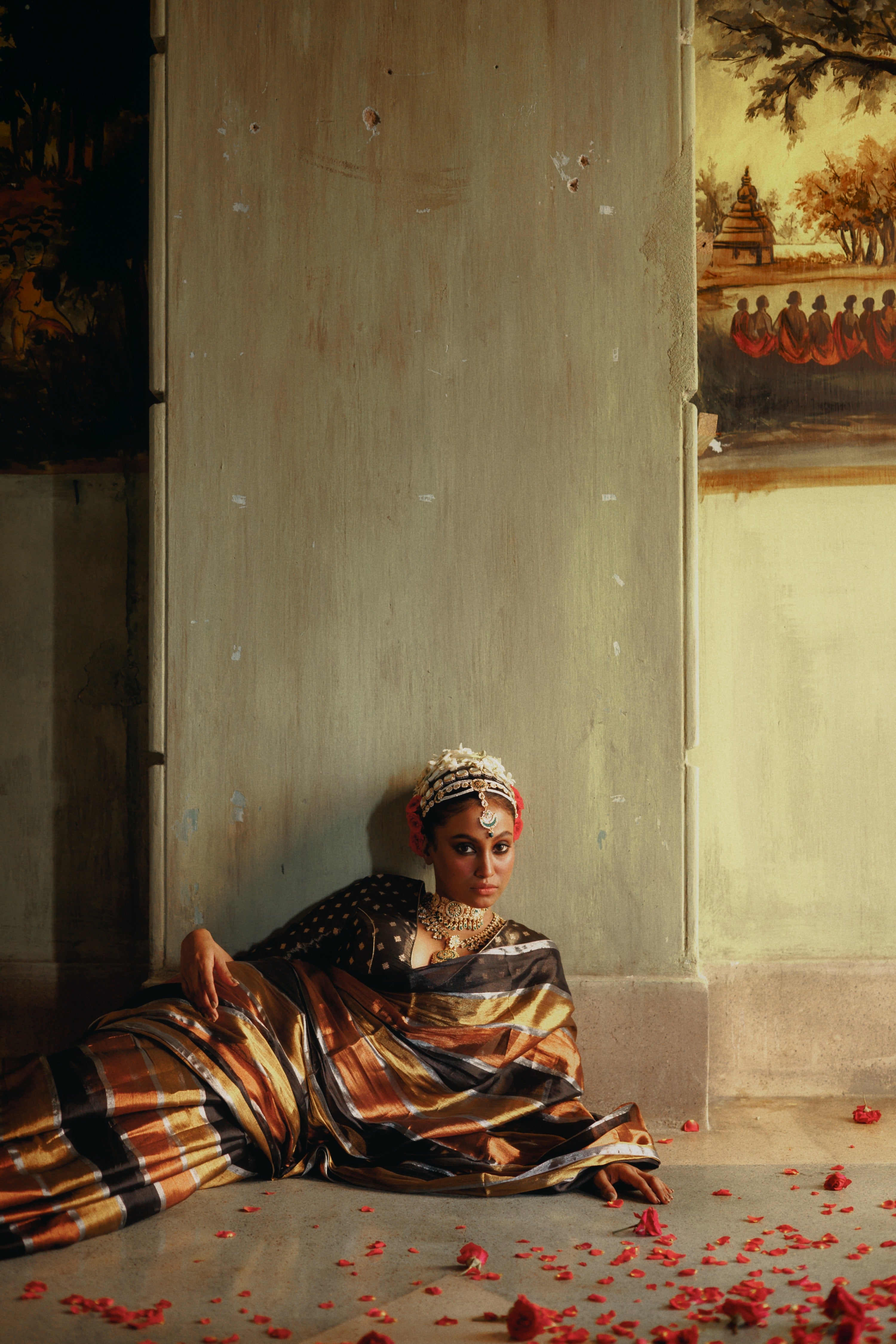 Suprabha Multicoloured Handloom Tissue Saree