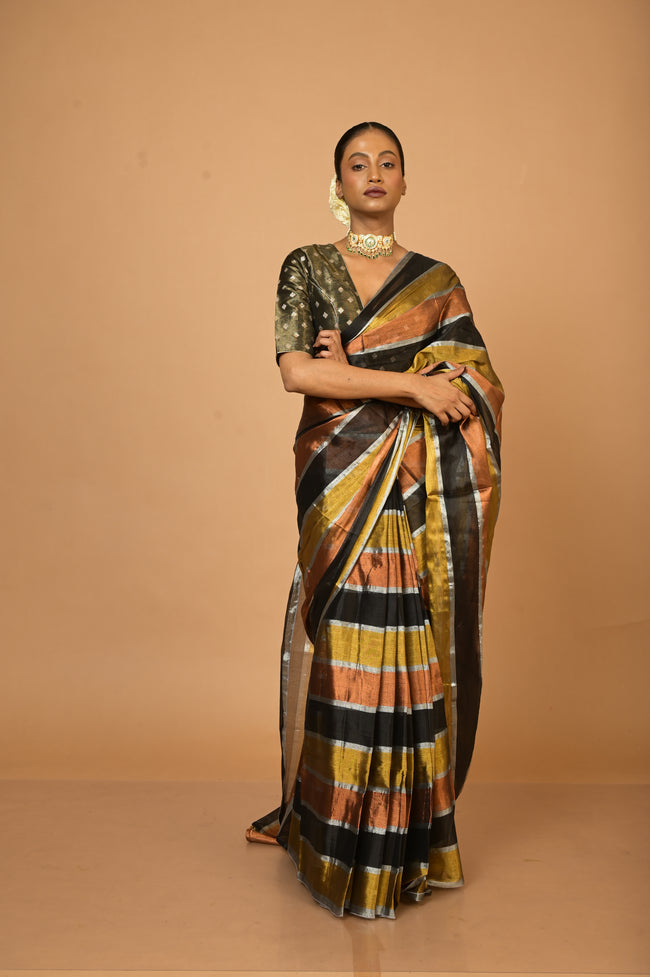 Suprabha Multicoloured Handloom Tissue Saree