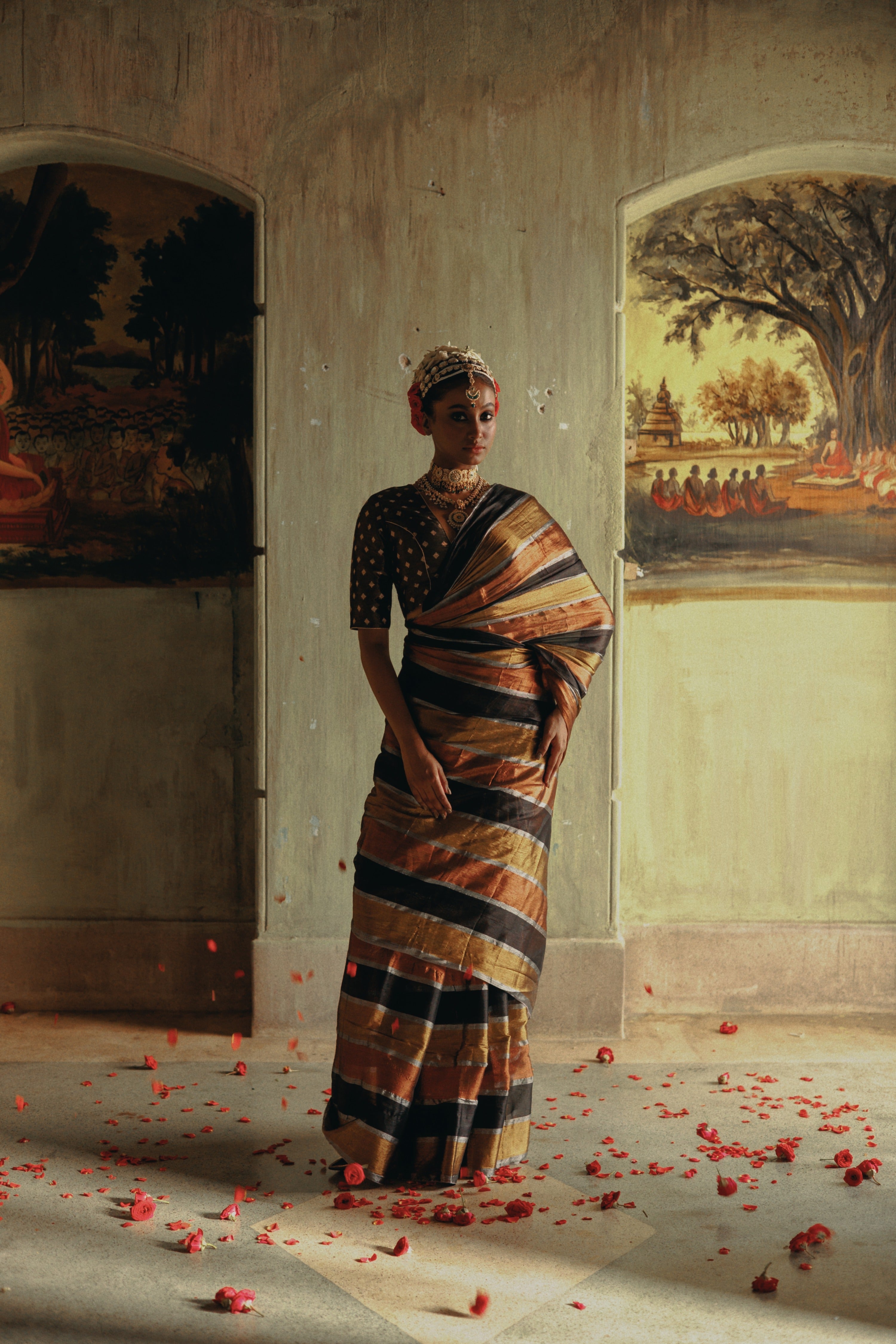 Suprabha Multicoloured Handloom Tissue Saree