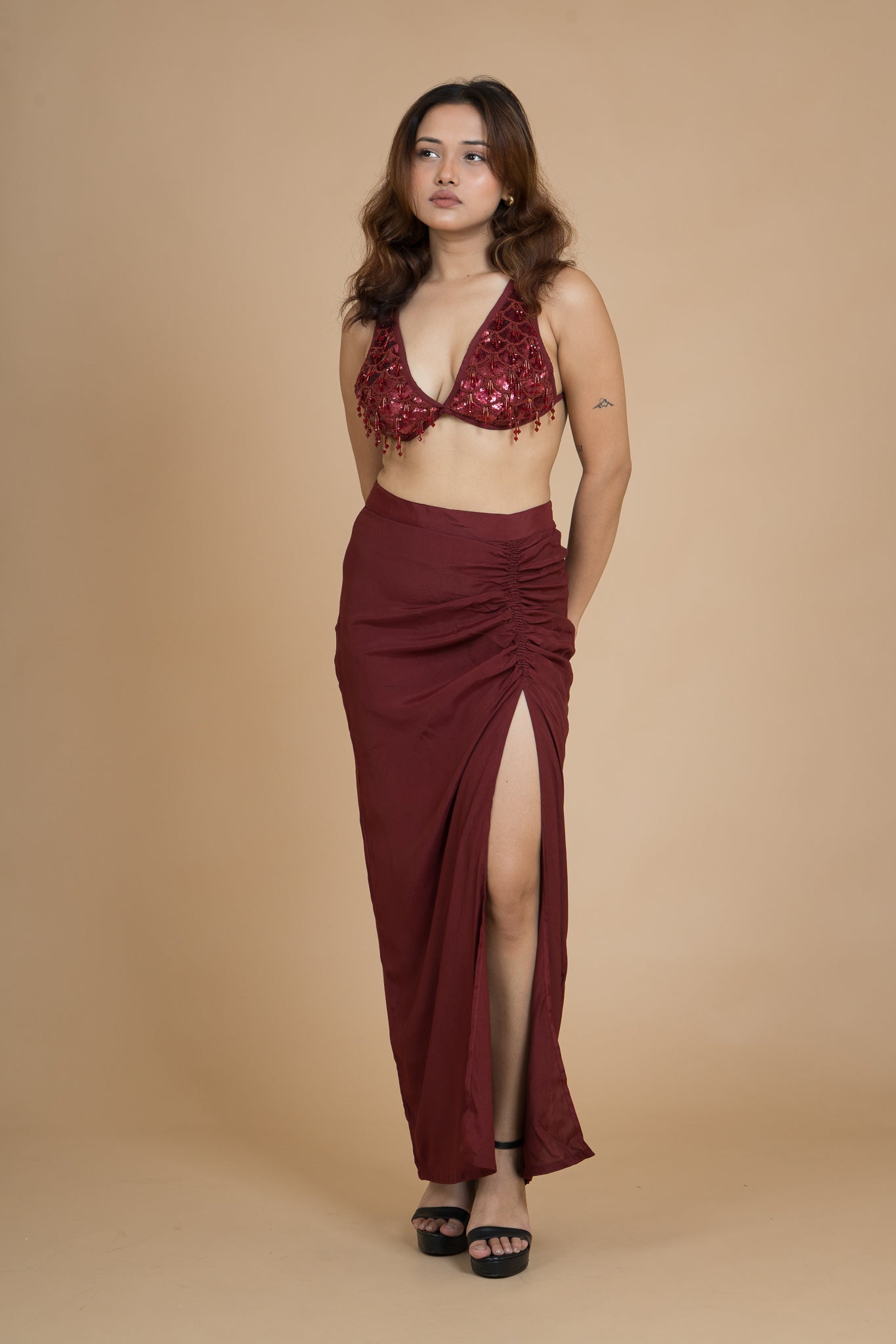 Women Scarlet Rush Draped Cotton Skirt