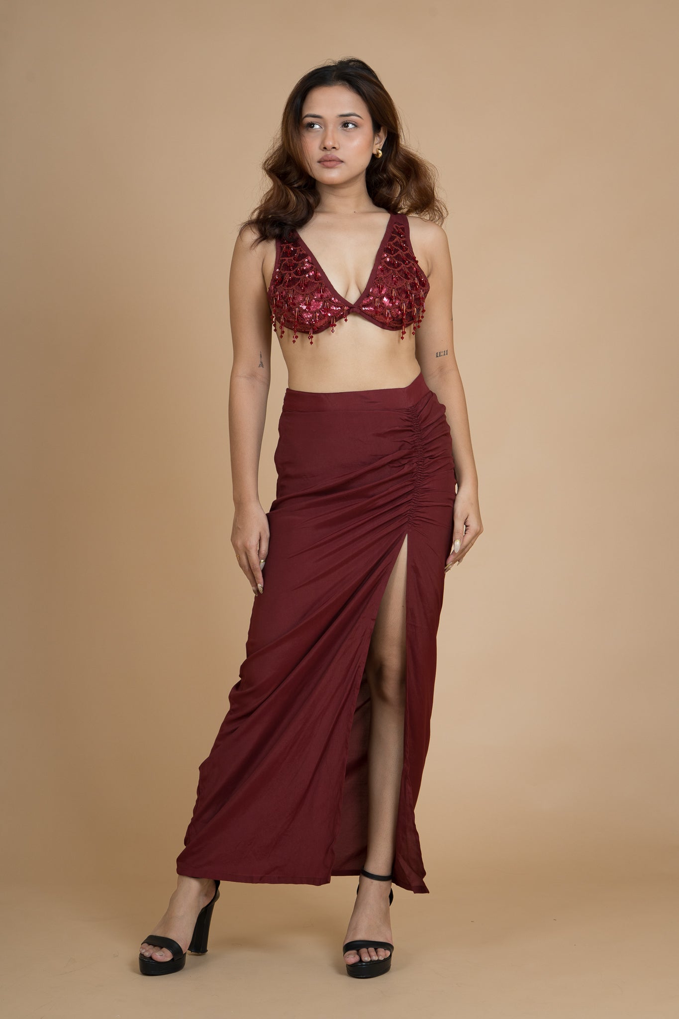 Women Scarlet Rush Draped Cotton Skirt